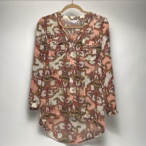 CANDIES GOLD PINK AND RED SHEER BLOUSE. SIZE SMALL, WORN ONCE.